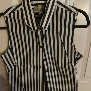 Banana Republic Women's Dark Grey & White Striped Tank Top~Size 12